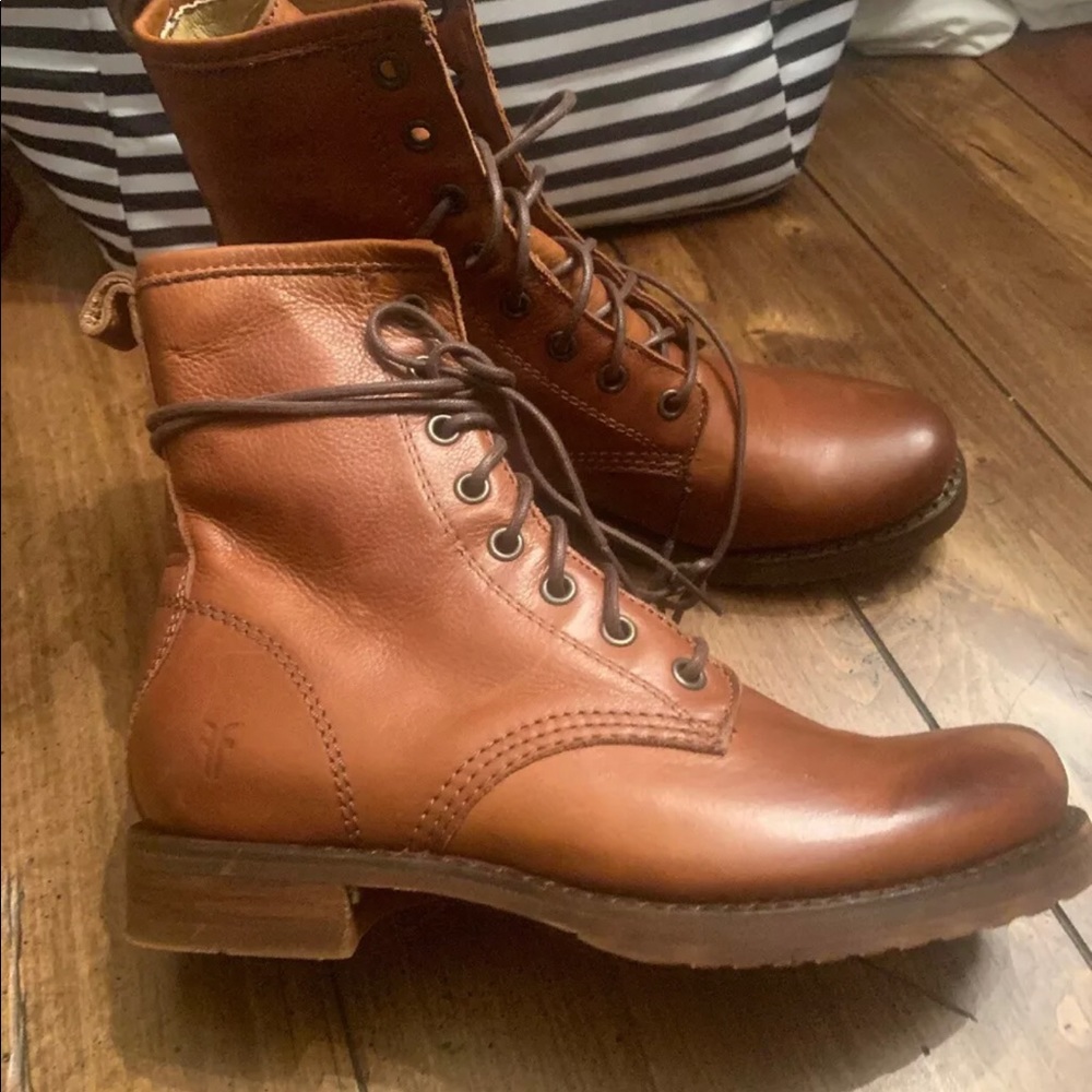 STILL AVAILABLE. FRYE leather combat style boots